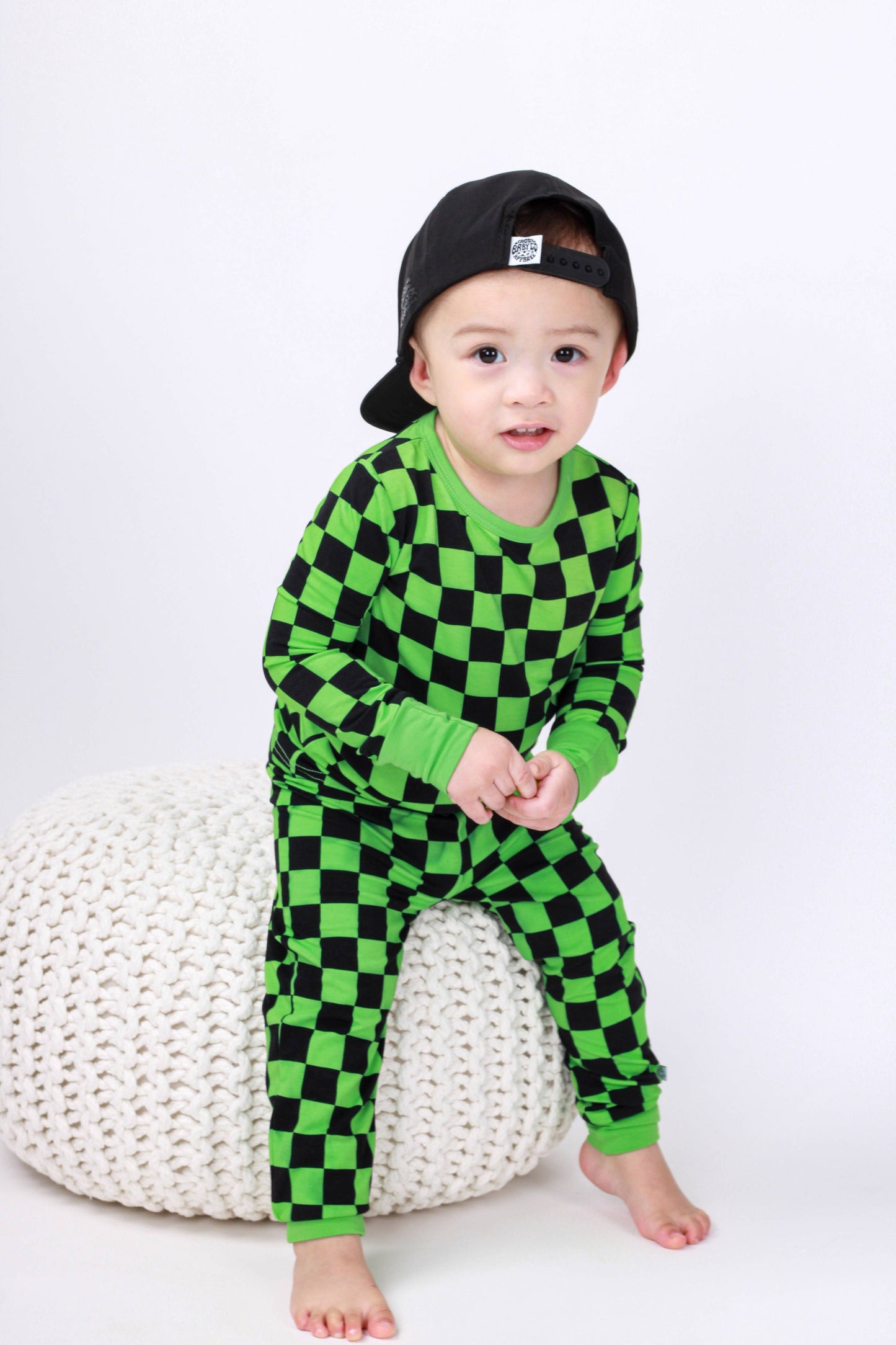 Green Checkers Long Sleeve Bamboo Pajamas