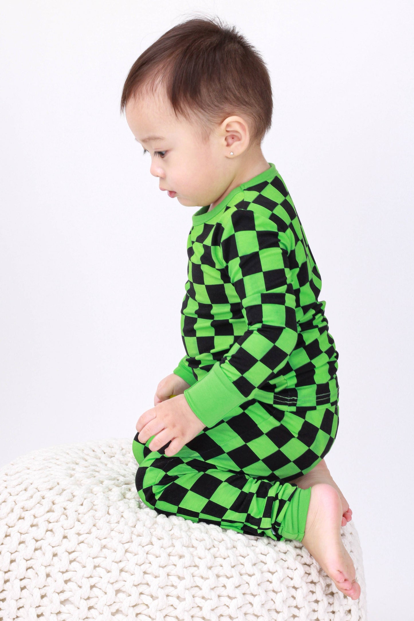 Green Checkers Long Sleeve Bamboo Pajamas