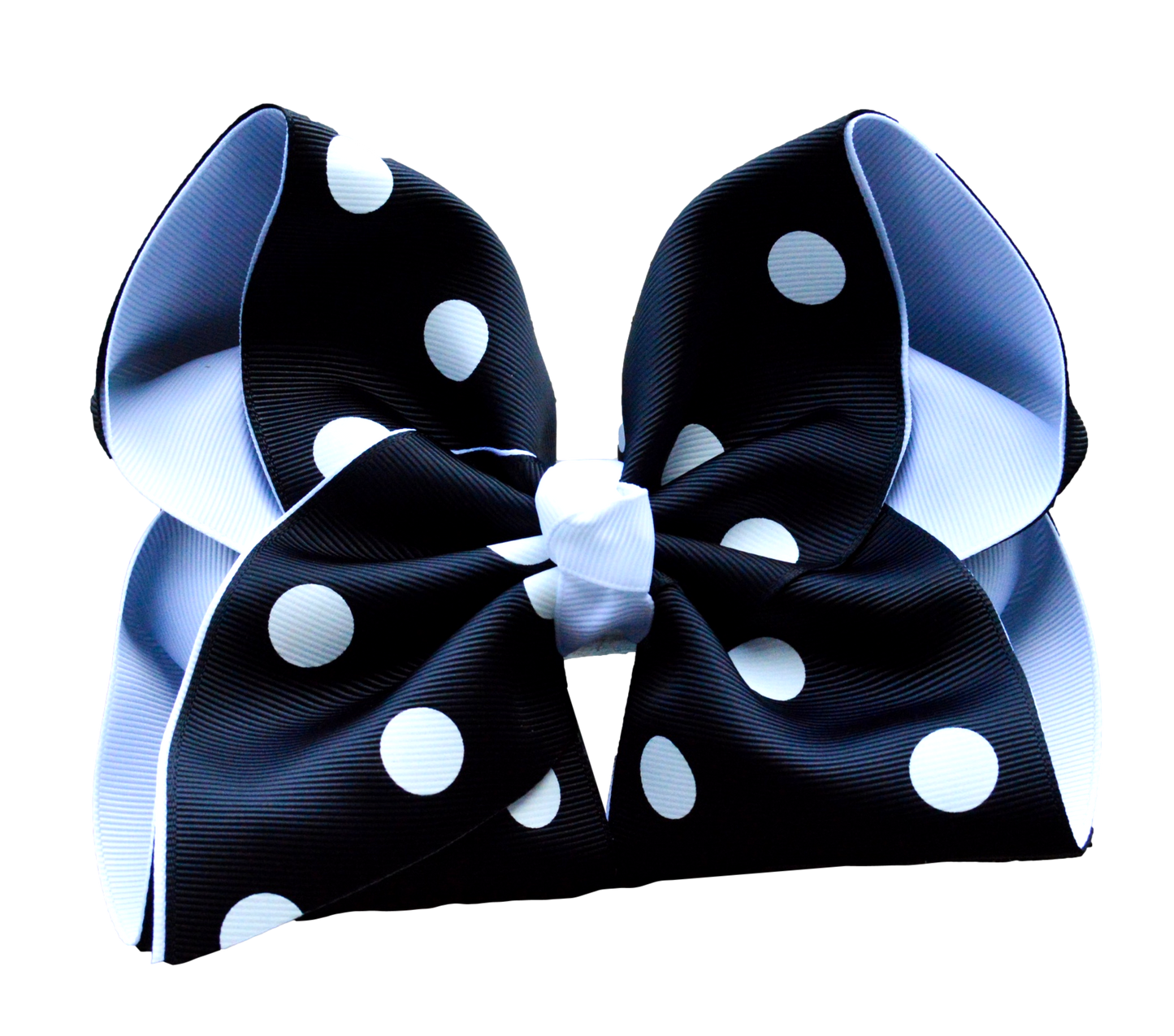 Black and White Polka Dot Layered Hair Bow