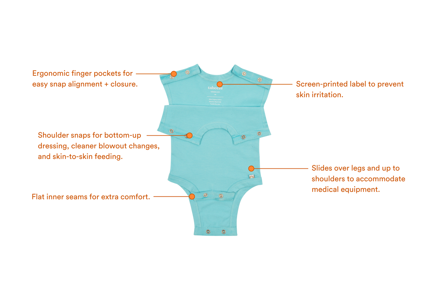 Blue 100% Organic Cotton Bottom-Up Onesie