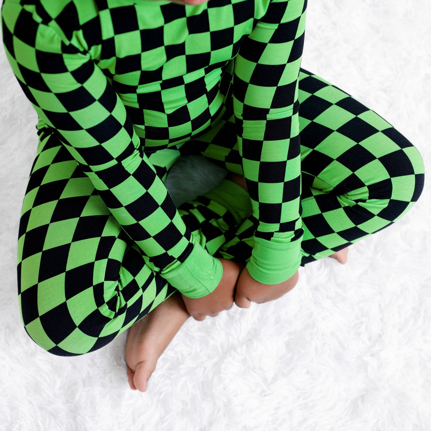 Green Checkers Long Sleeve Bamboo Pajamas