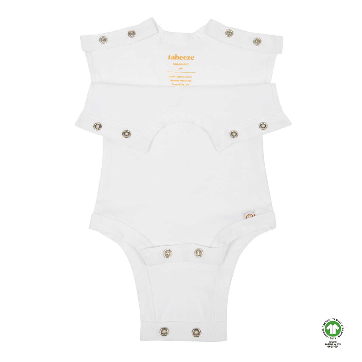 White 100% Organic Cotton Bottom-Up Onesie