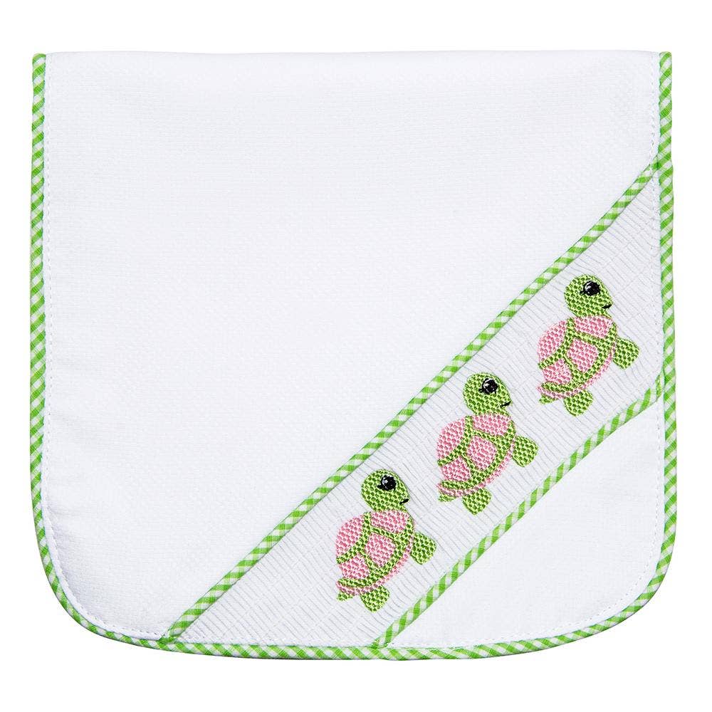 Green Turtle Smocked Burp Cloth