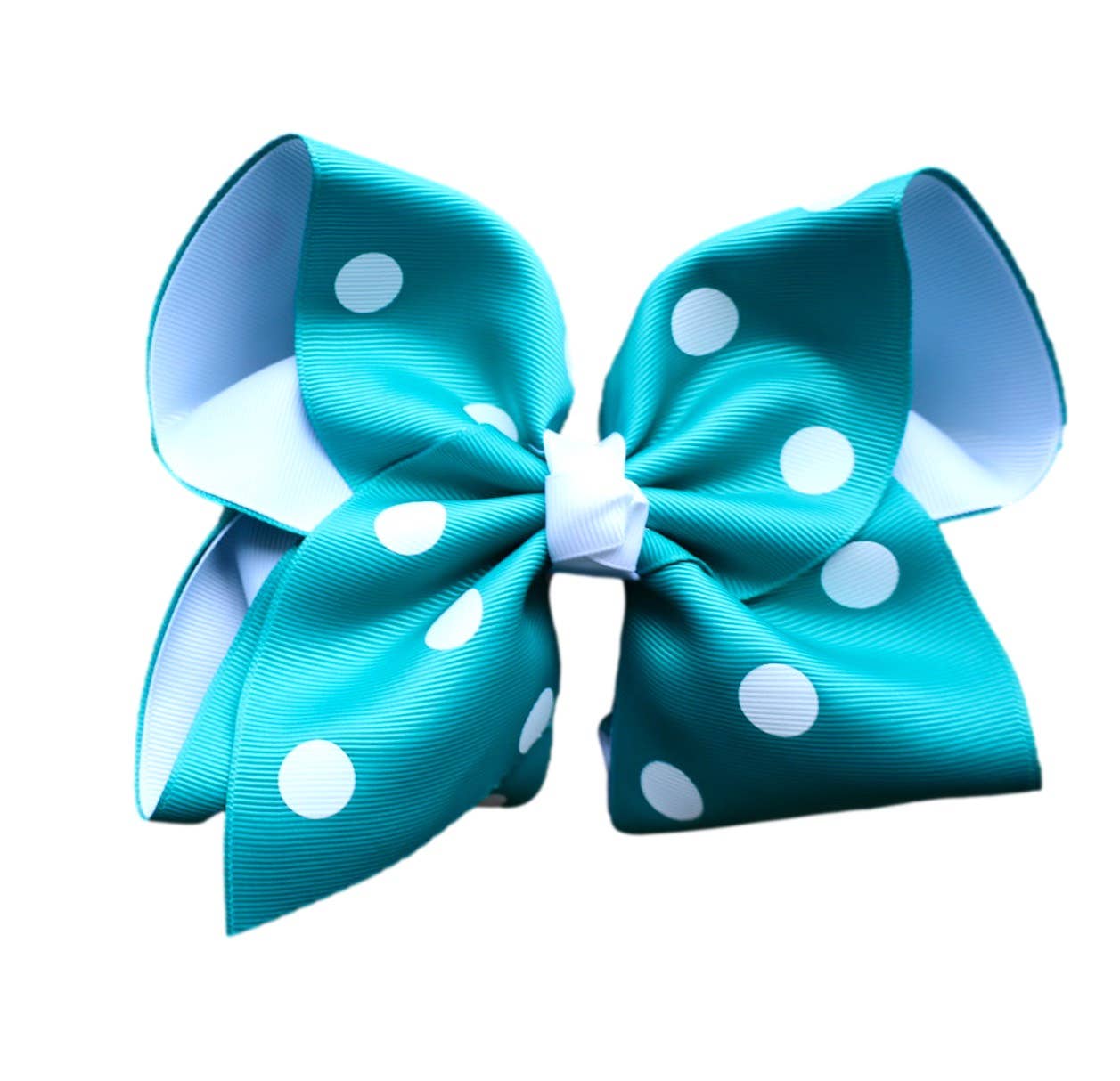 Jade and White Polka Dot Layered Hair Bow