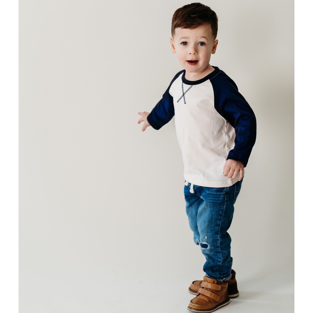 Navy Raglan Baseball Tee