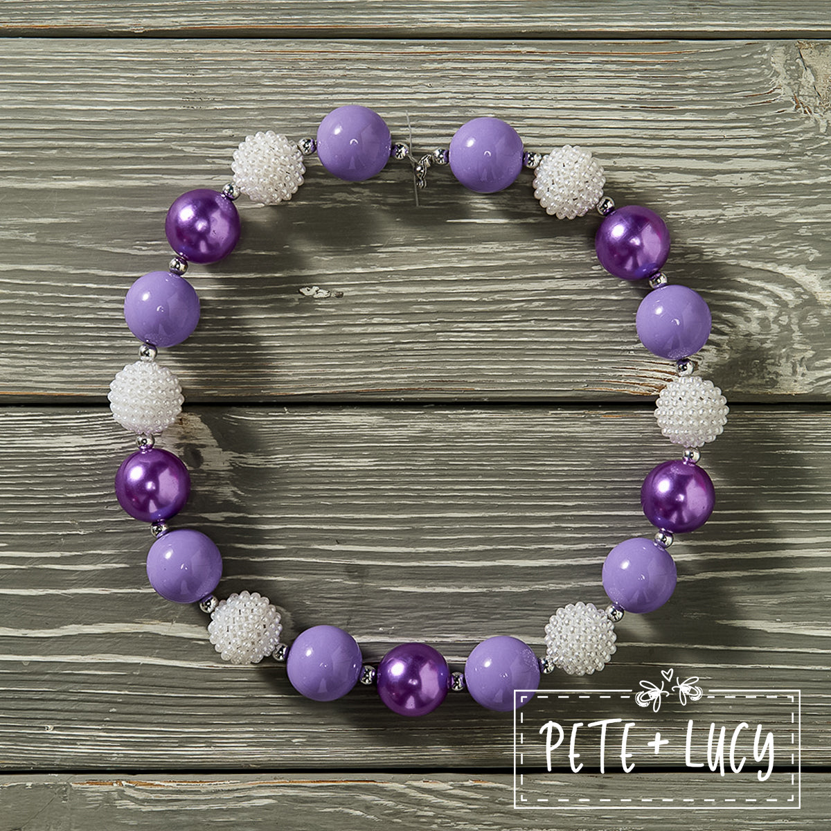 Purple Gingham Bubblegum Necklace