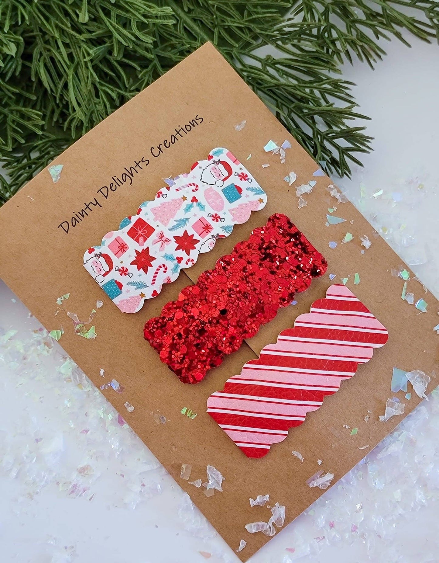 Christmas Mashup 2.5 inch Scallop Oval Snap Clip 3pk