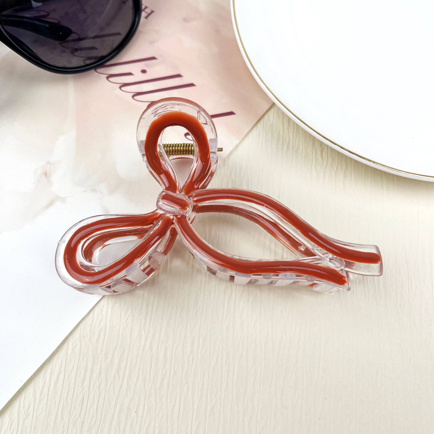 Jelly Color Bow Hair Clip Retro Simple Claw Clips