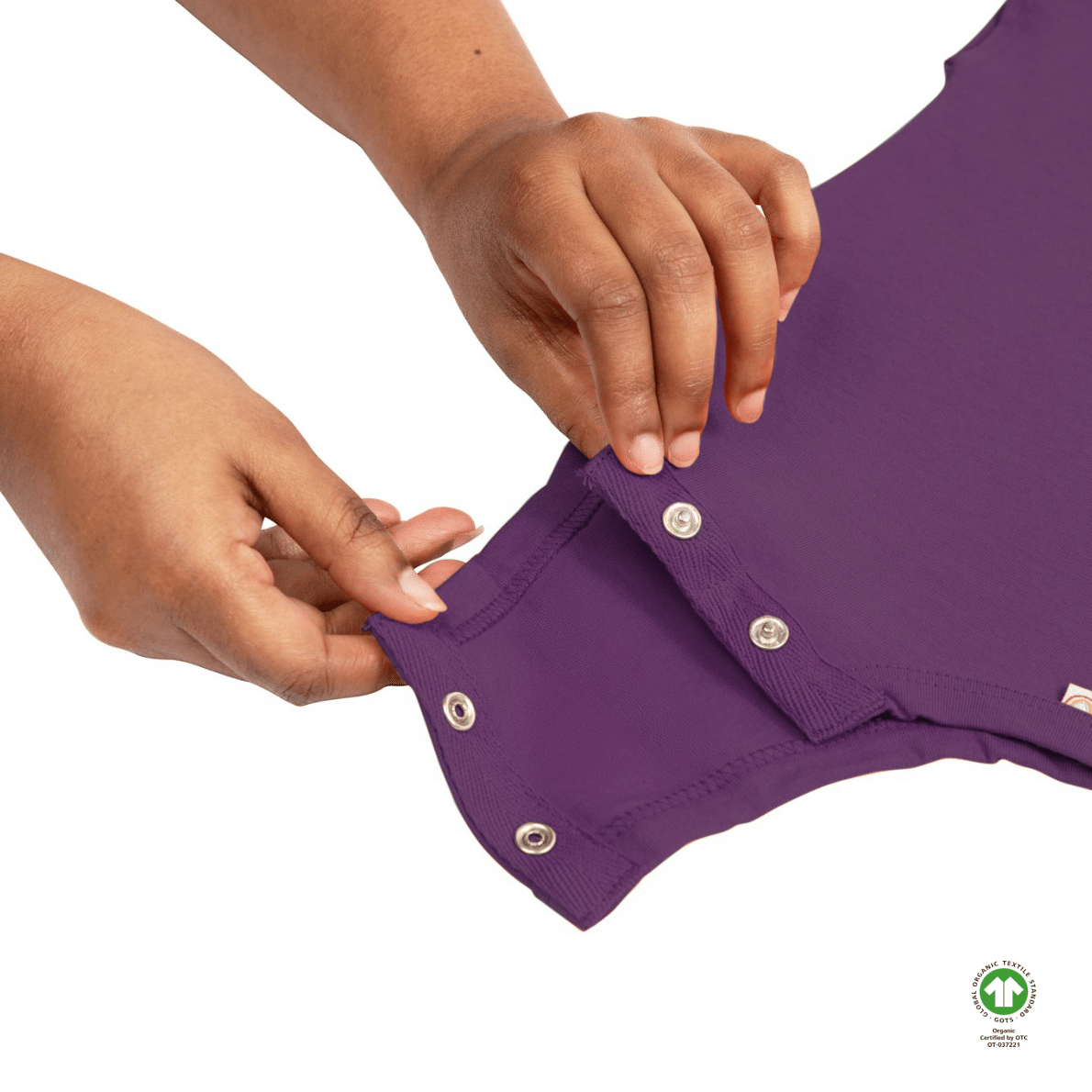 Purple 100% Organic Cotton Bottom-Up Onesie