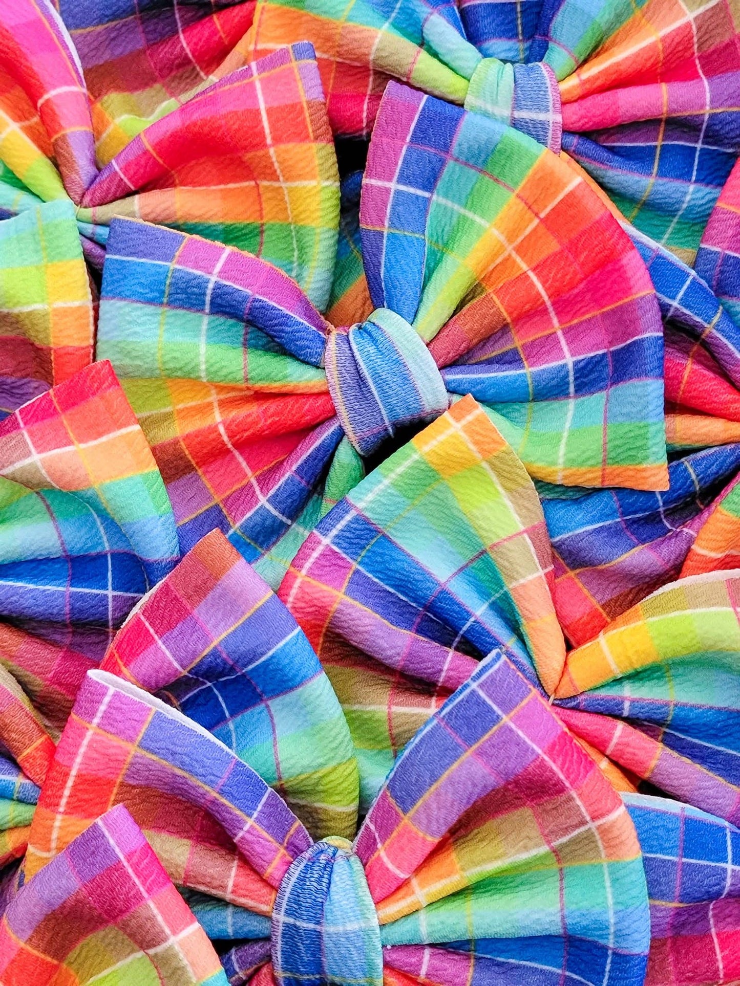 Rainbow Plaid Savannah Bow