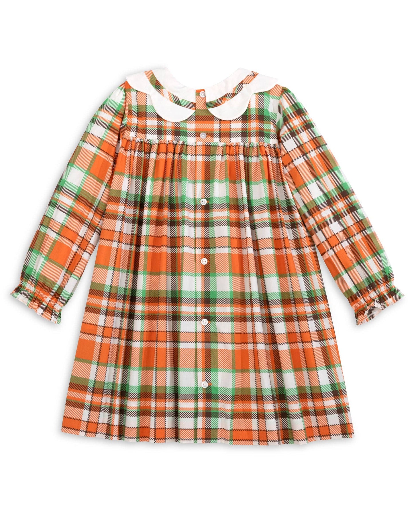 Autumn Plaid Scalloped Bishop Collar Dress