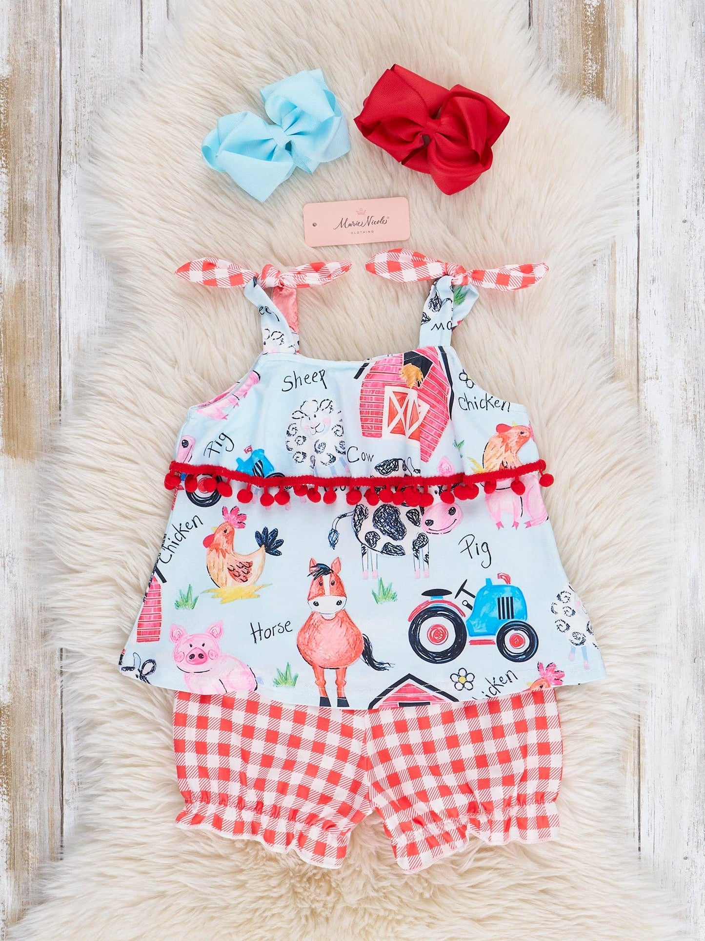 Red Gingham Farm Ruffle Outfit