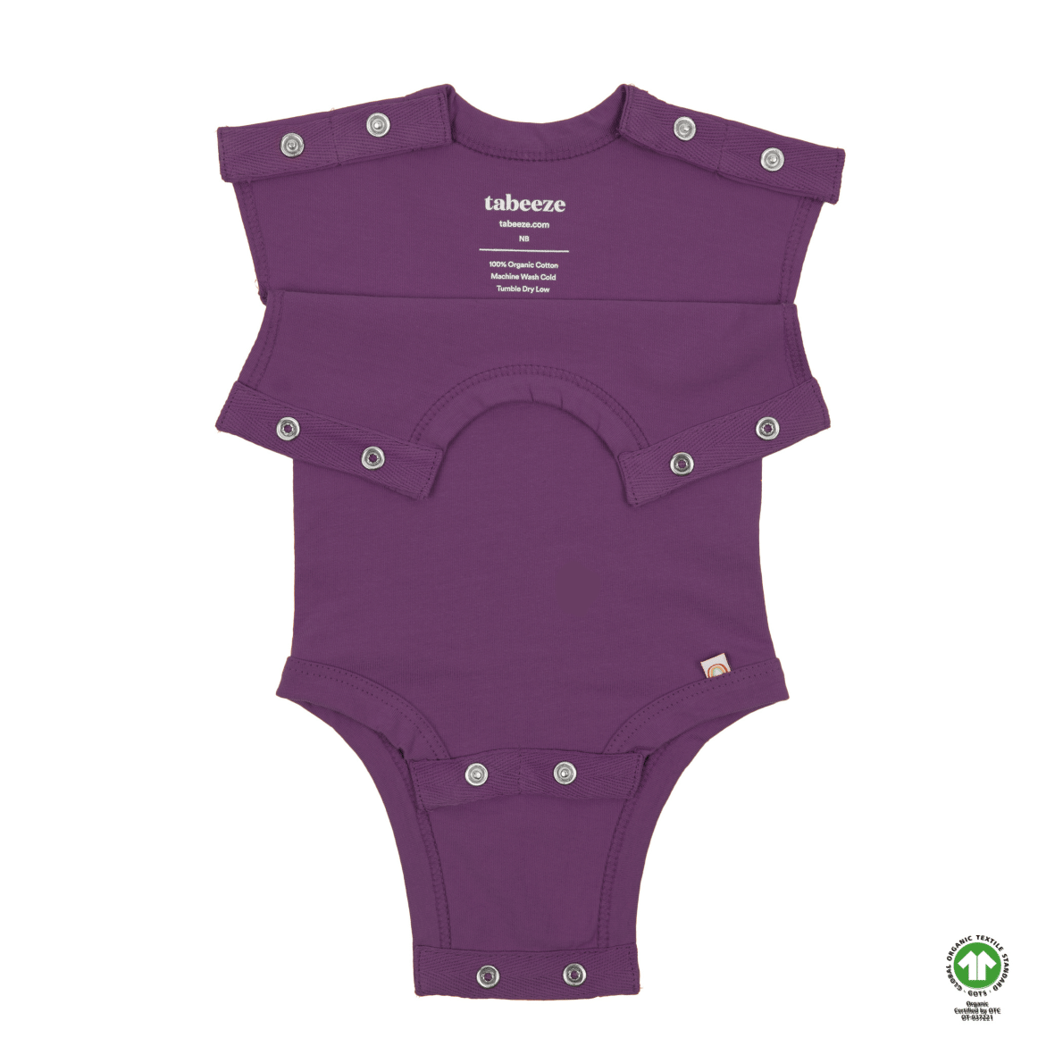 Purple 100% Organic Cotton Bottom-Up Onesie