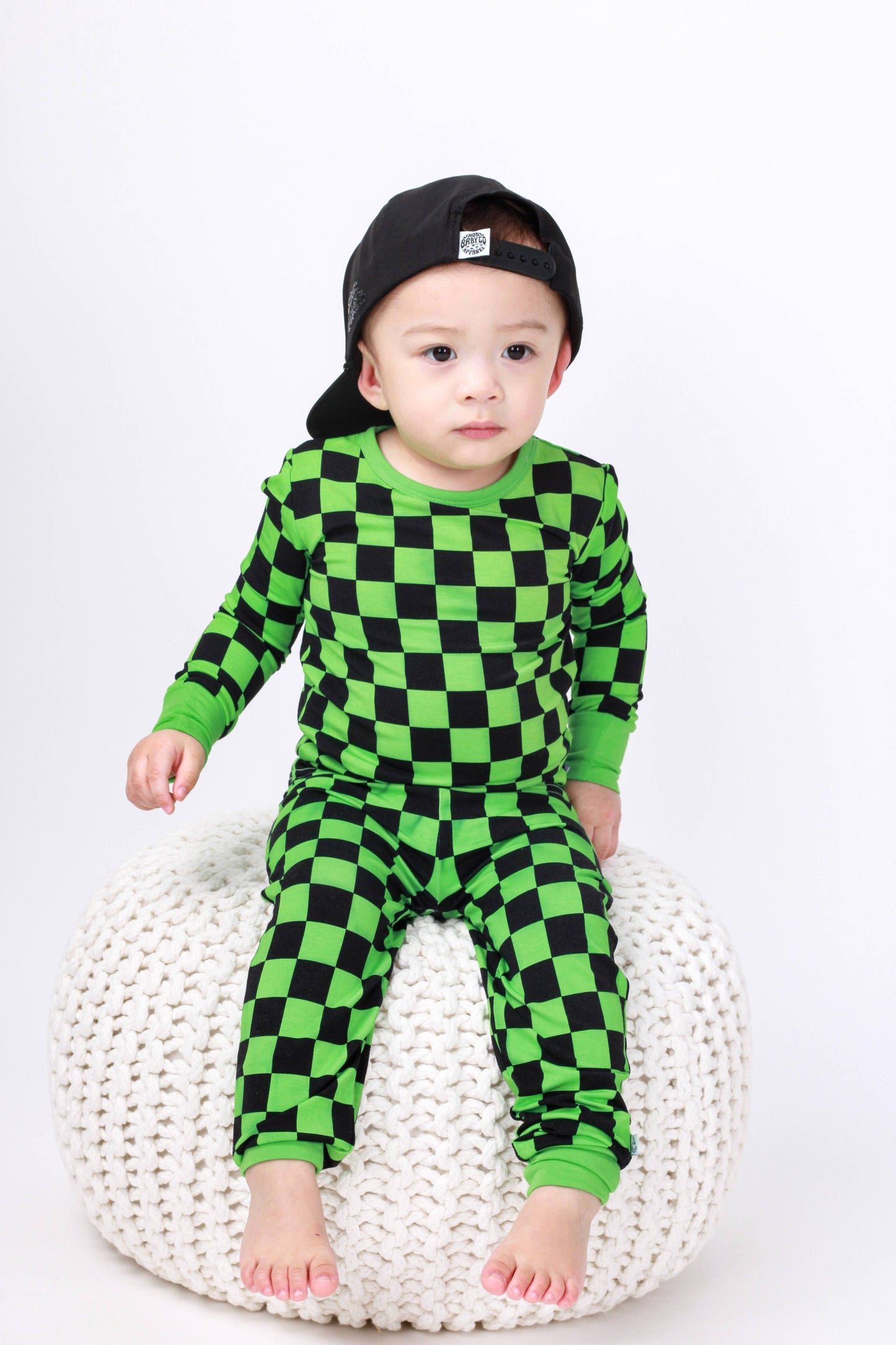 Green Checkers Long Sleeve Bamboo Pajamas
