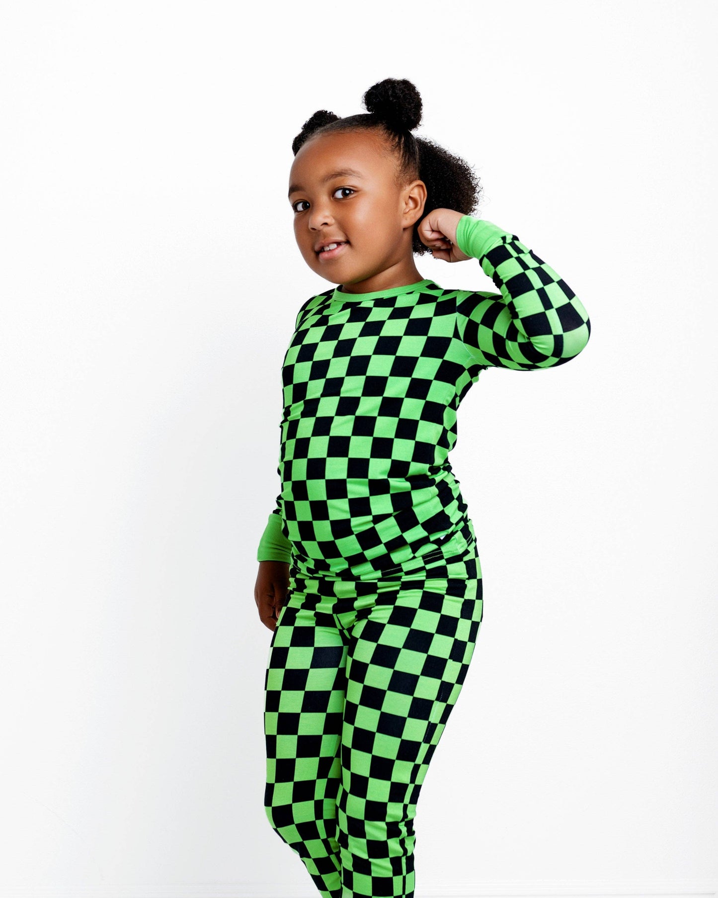 Green Checkers Long Sleeve Bamboo Pajamas