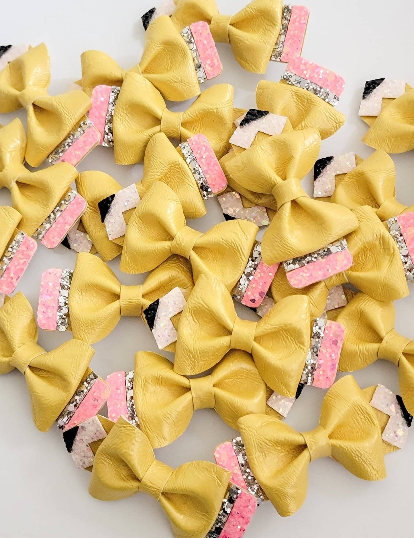 Vegan Crinkle Leather Pencil Bow