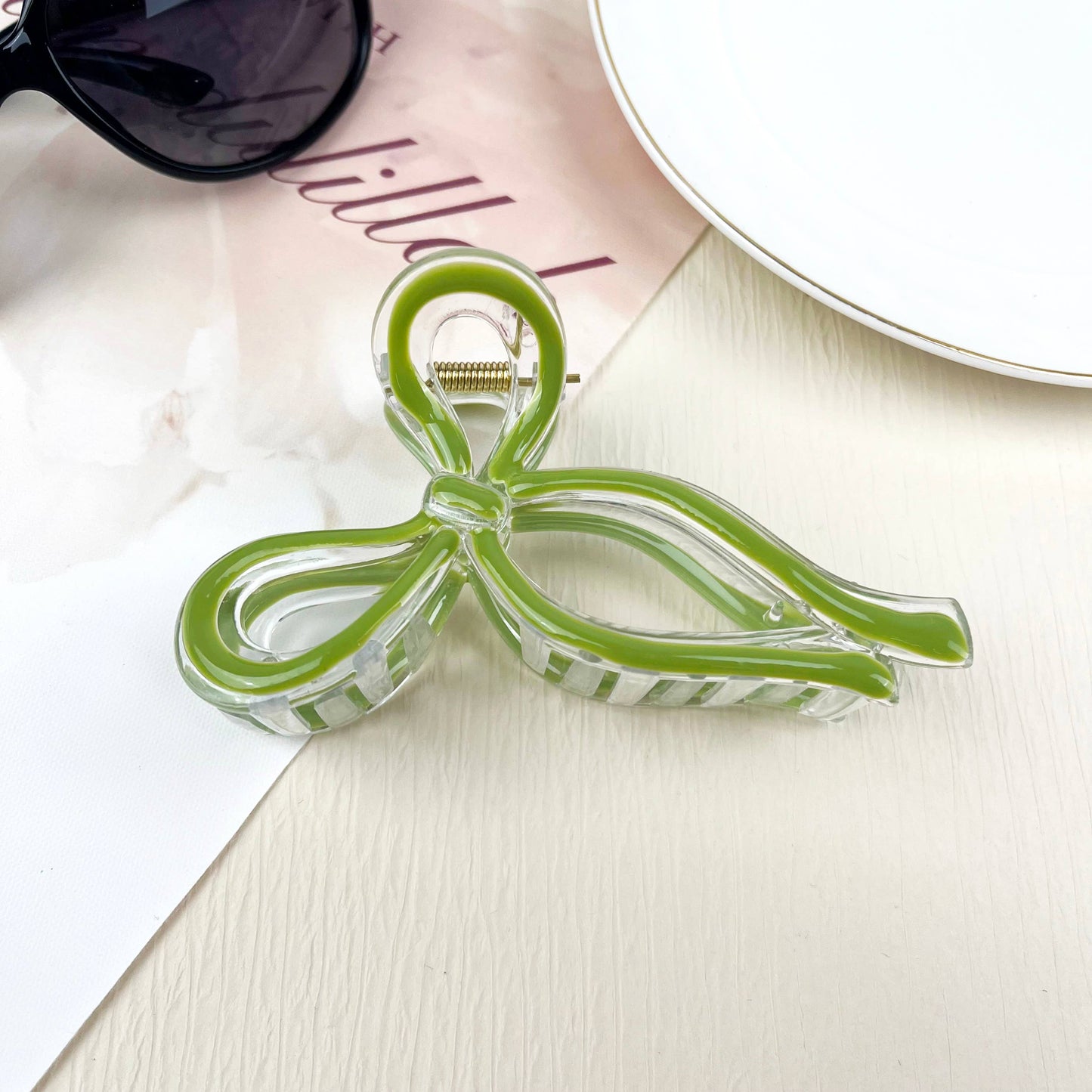 Jelly Color Bow Hair Clip Retro Simple Claw Clips