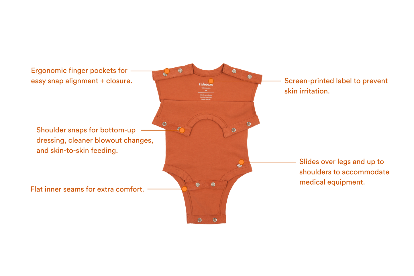 Rust 100% Organic Cotton Bottom-Up Onesie