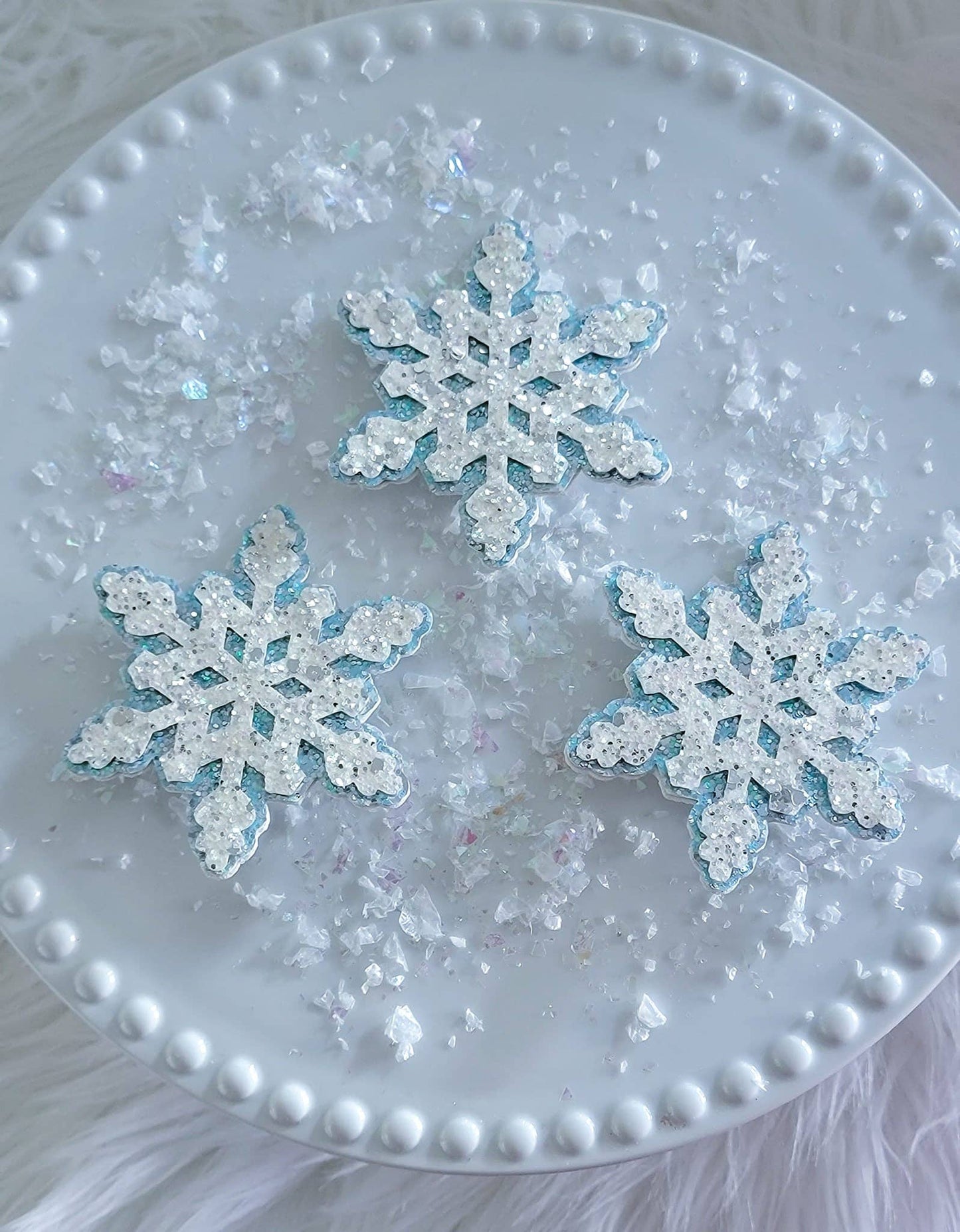 Icy Blue Snowflake Hair Clip