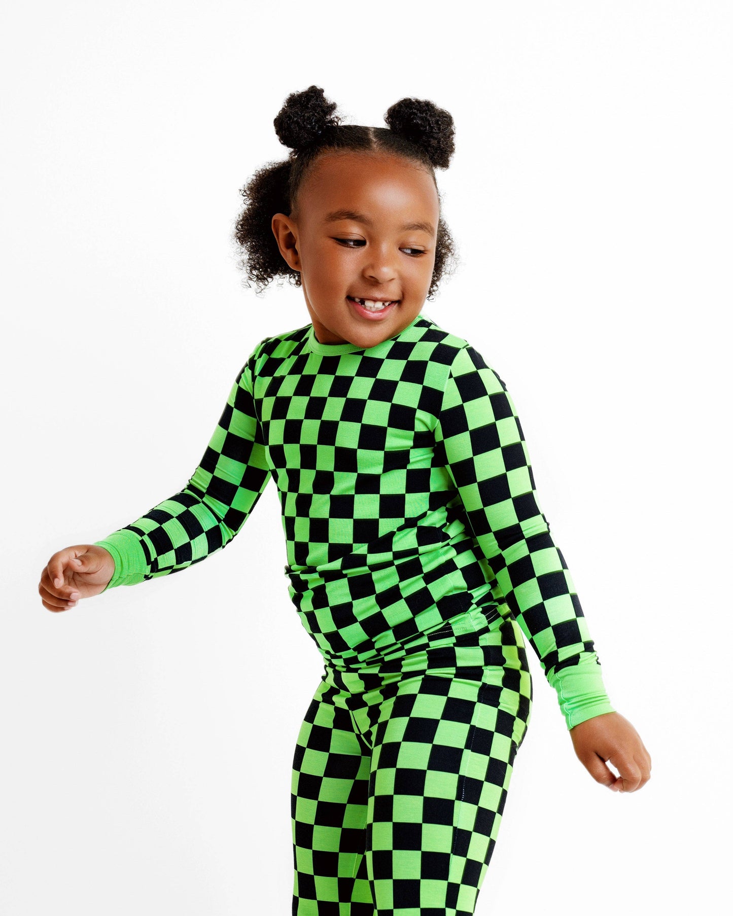 Green Checkers Long Sleeve Bamboo Pajamas