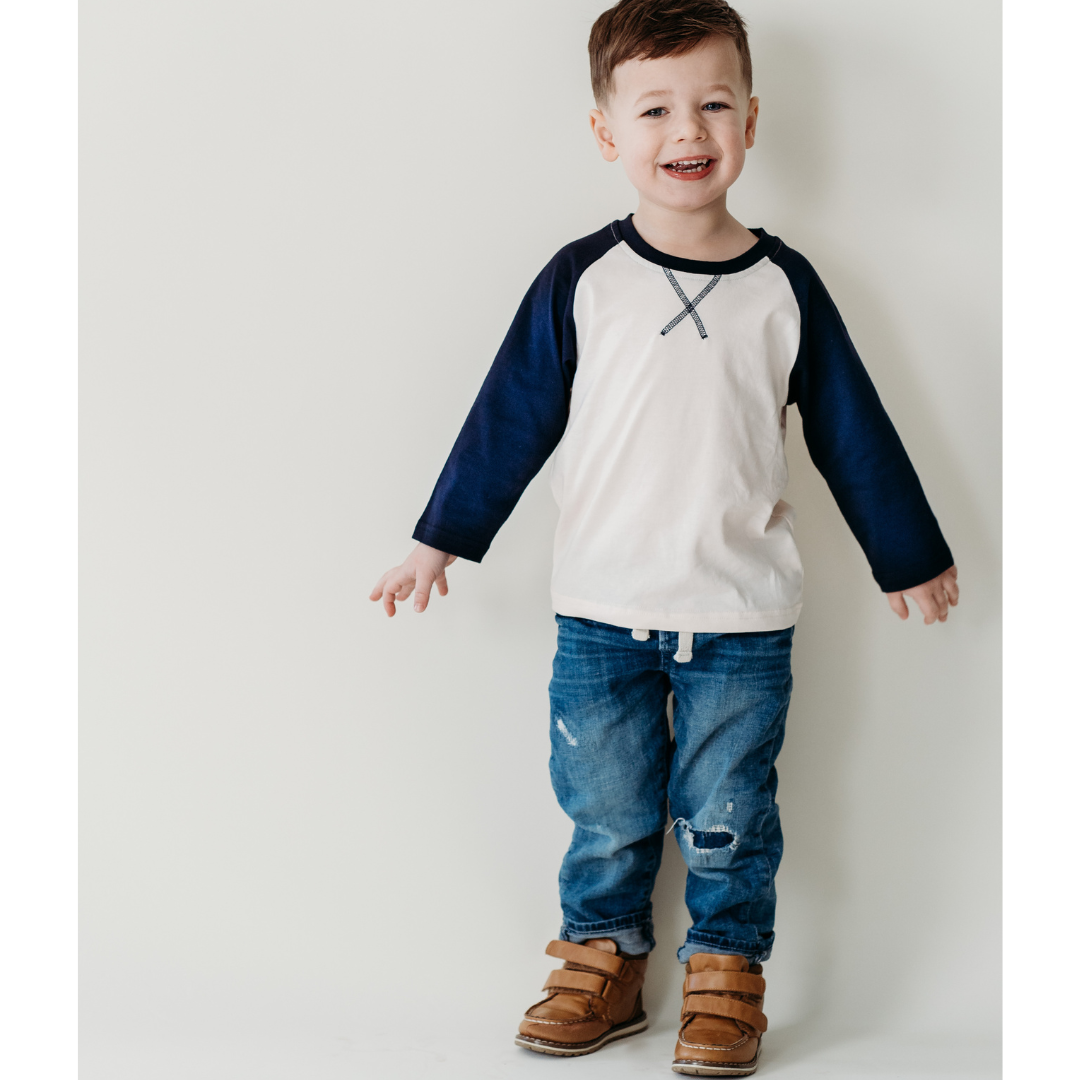Navy Raglan Baseball Tee
