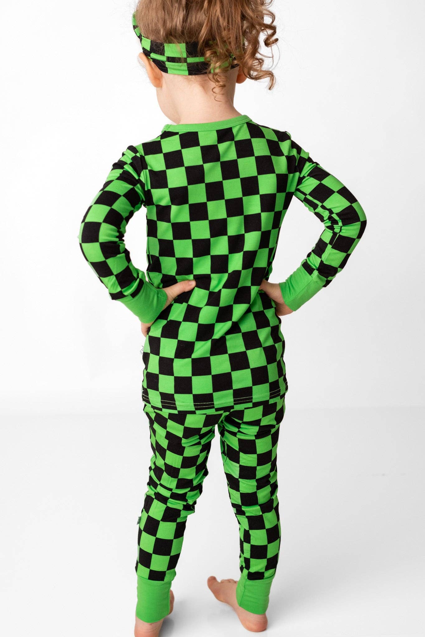 Green Checkers Long Sleeve Bamboo Pajamas