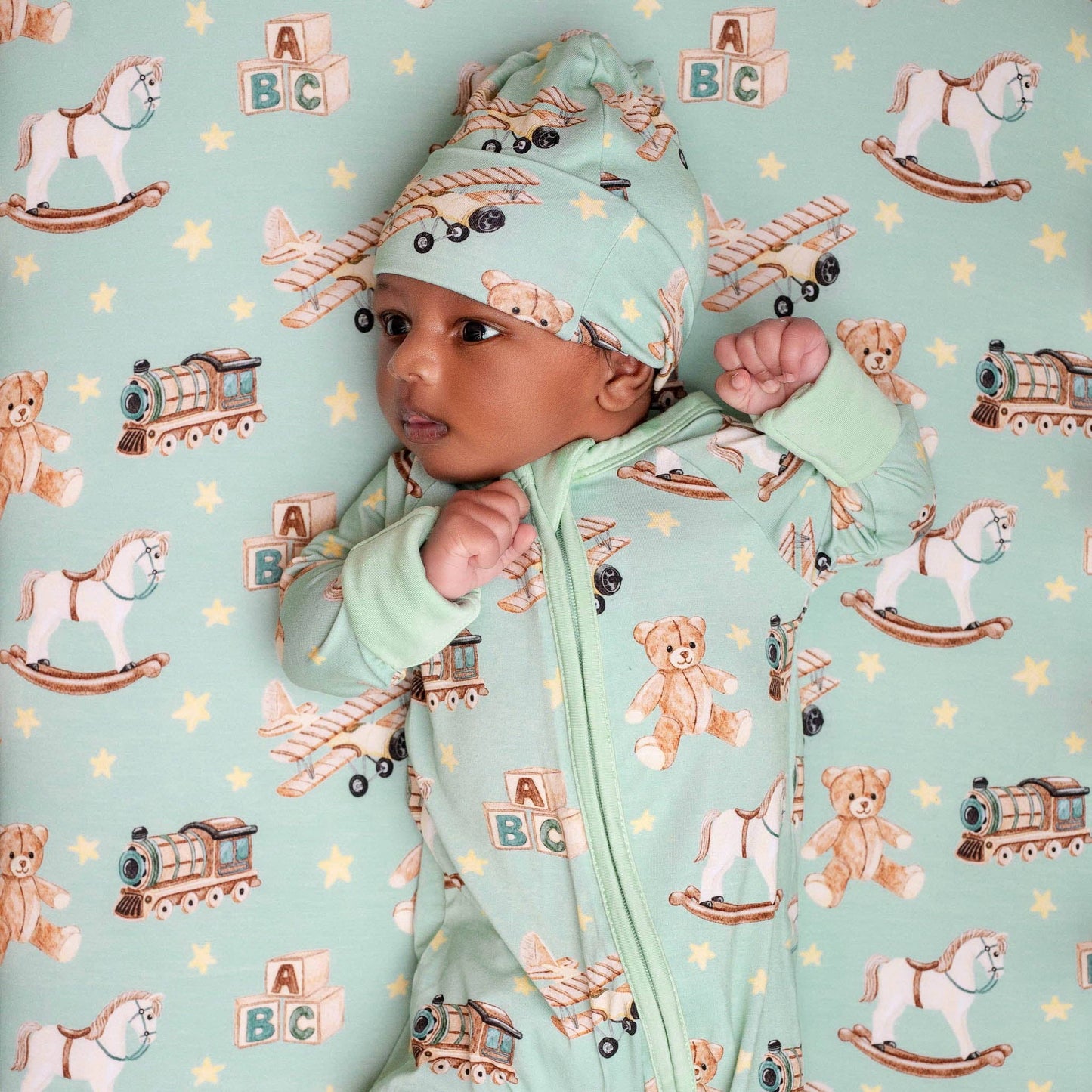 Vintage Toys Convertible Bamboo Zipper Baby Pajamas