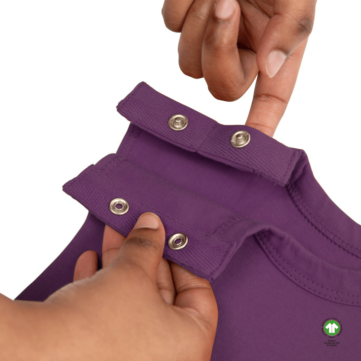 Purple 100% Organic Cotton Bottom-Up Onesie