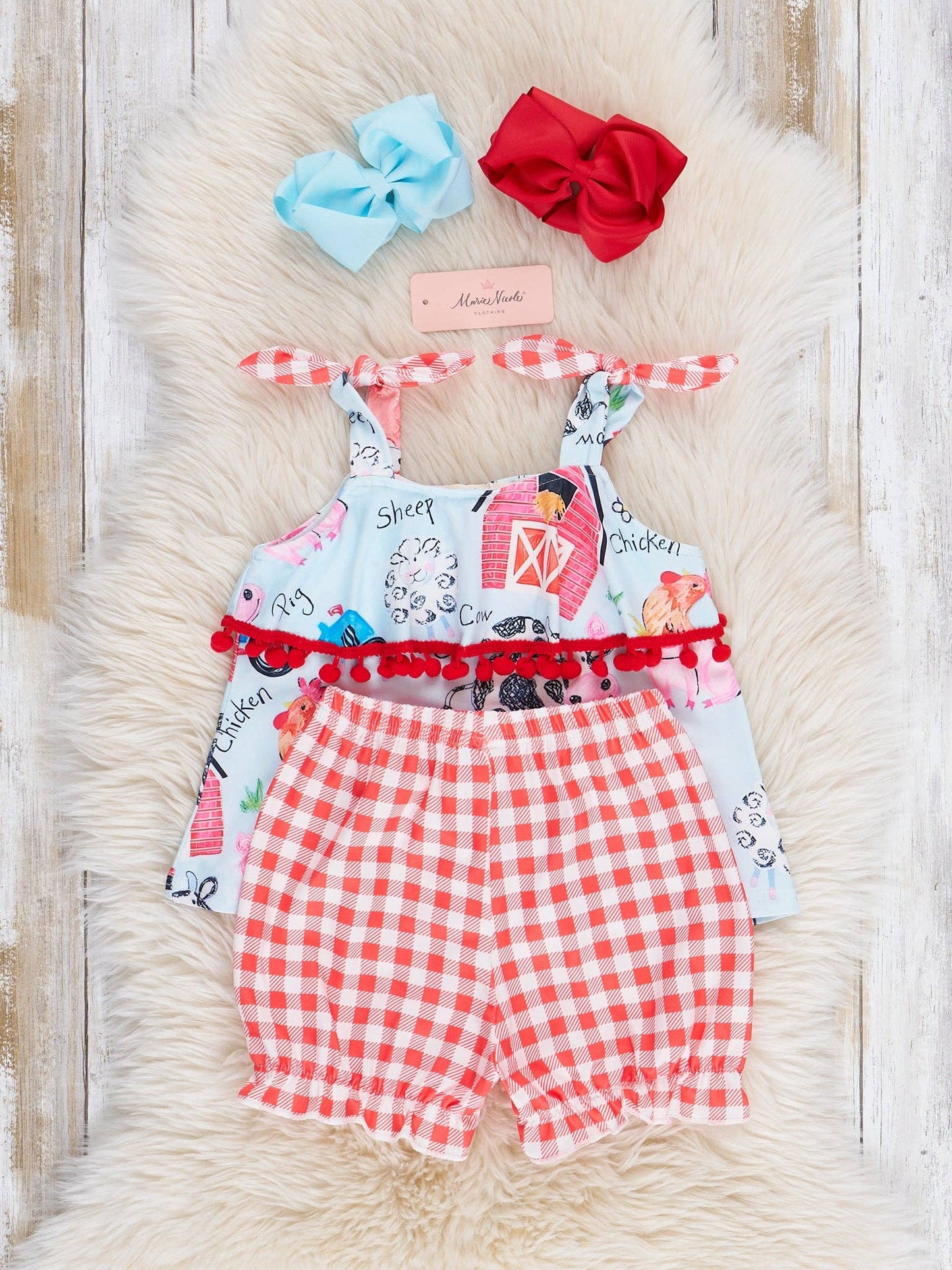 Red Gingham Farm Ruffle Outfit