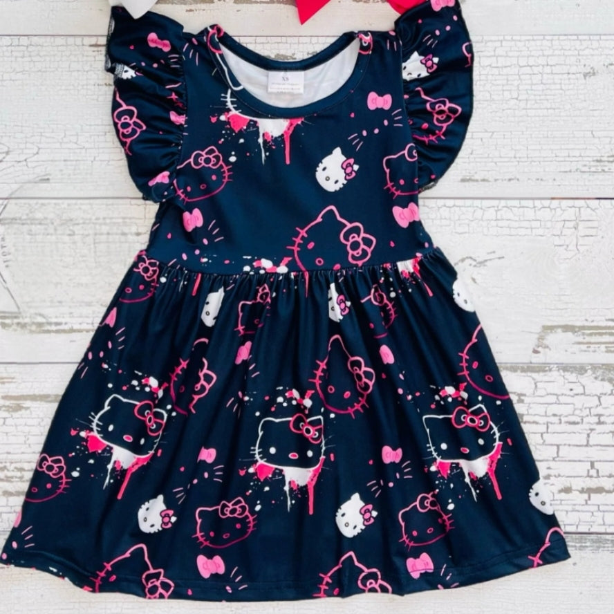 Black & White Retro Kitty Dress