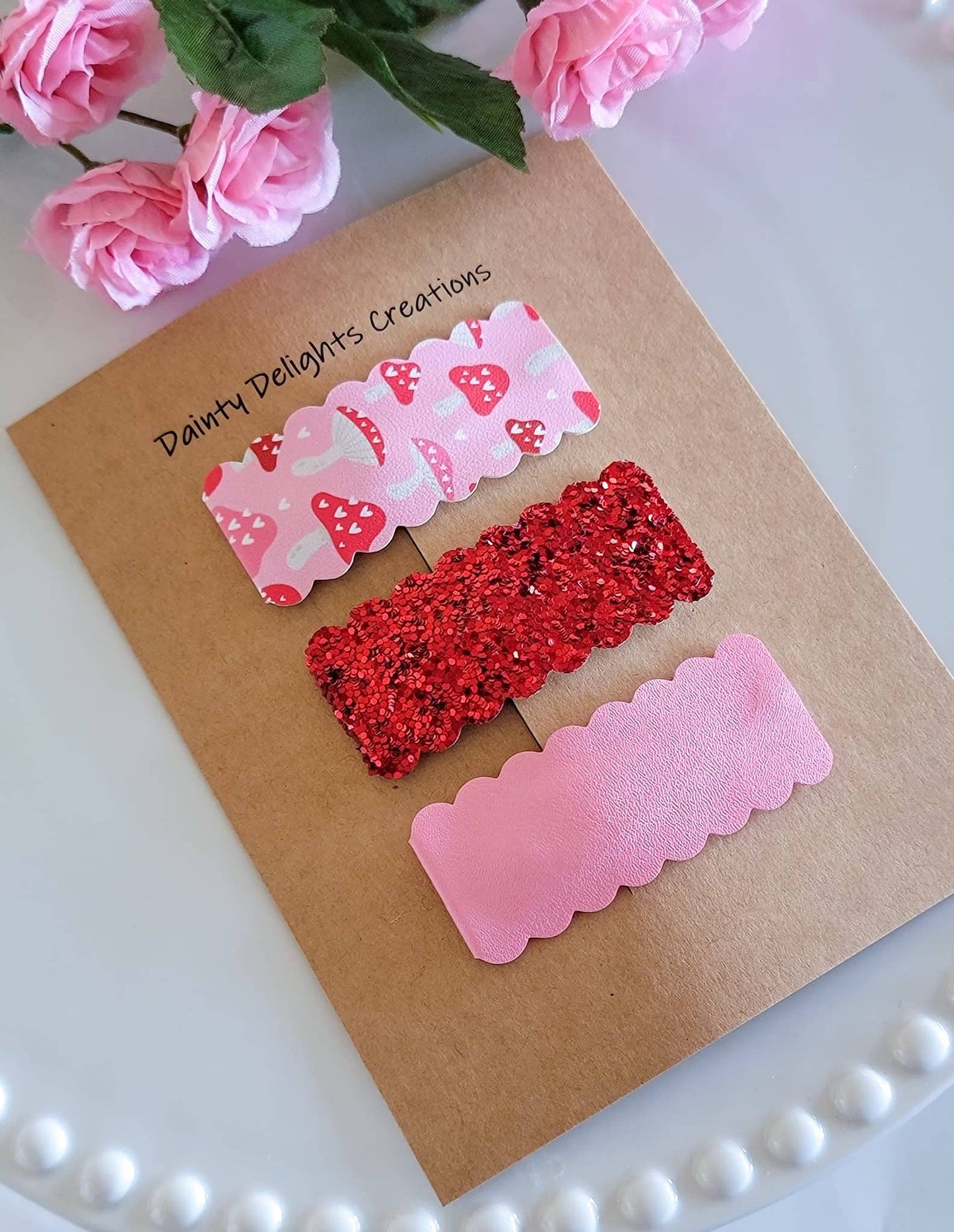 Mushie Love 2.5" Rectangle Scallop Snap Clip 3 pack