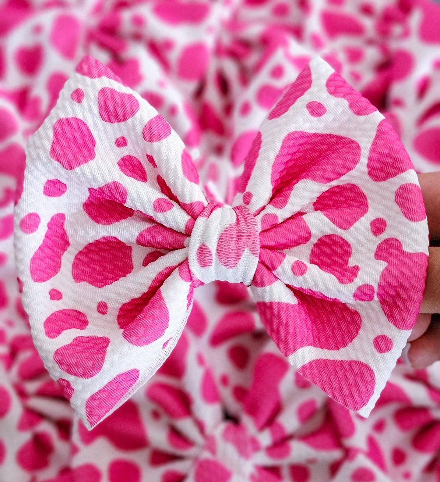 Hot Pink Cow Savannah Bow
