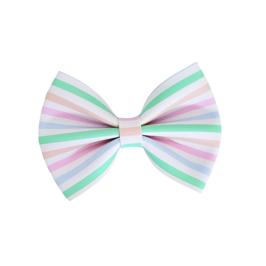 Luna Hair Bow | Vegan Leather Bow | Spring Stripes