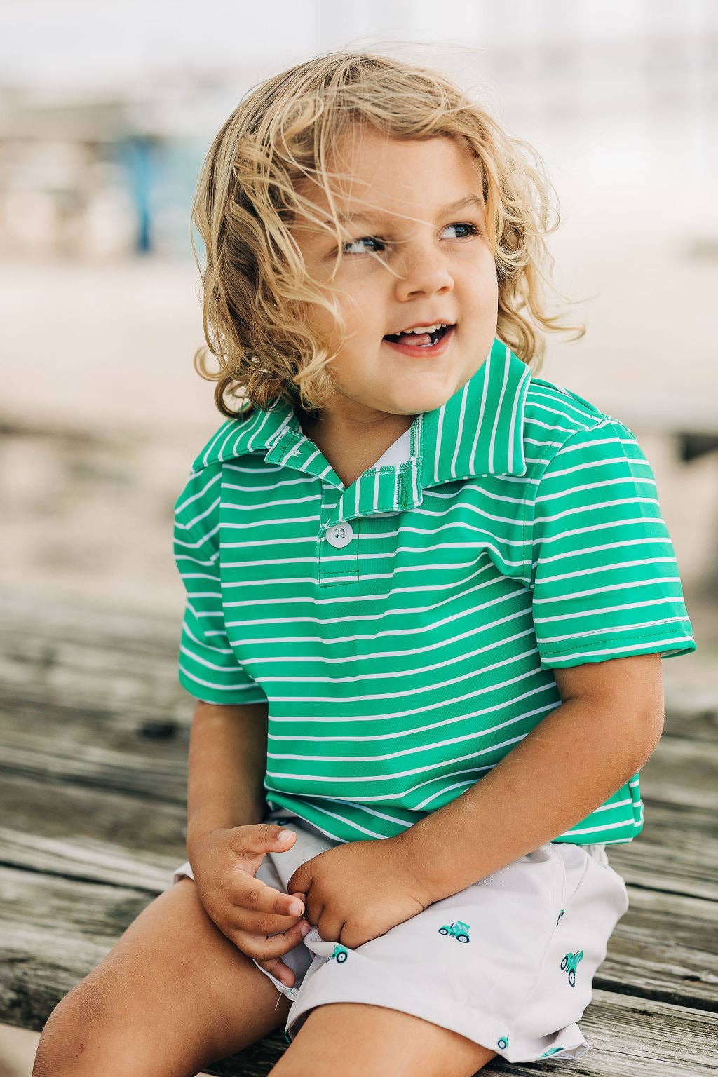 Emerald Green Stripe Polo Shirt