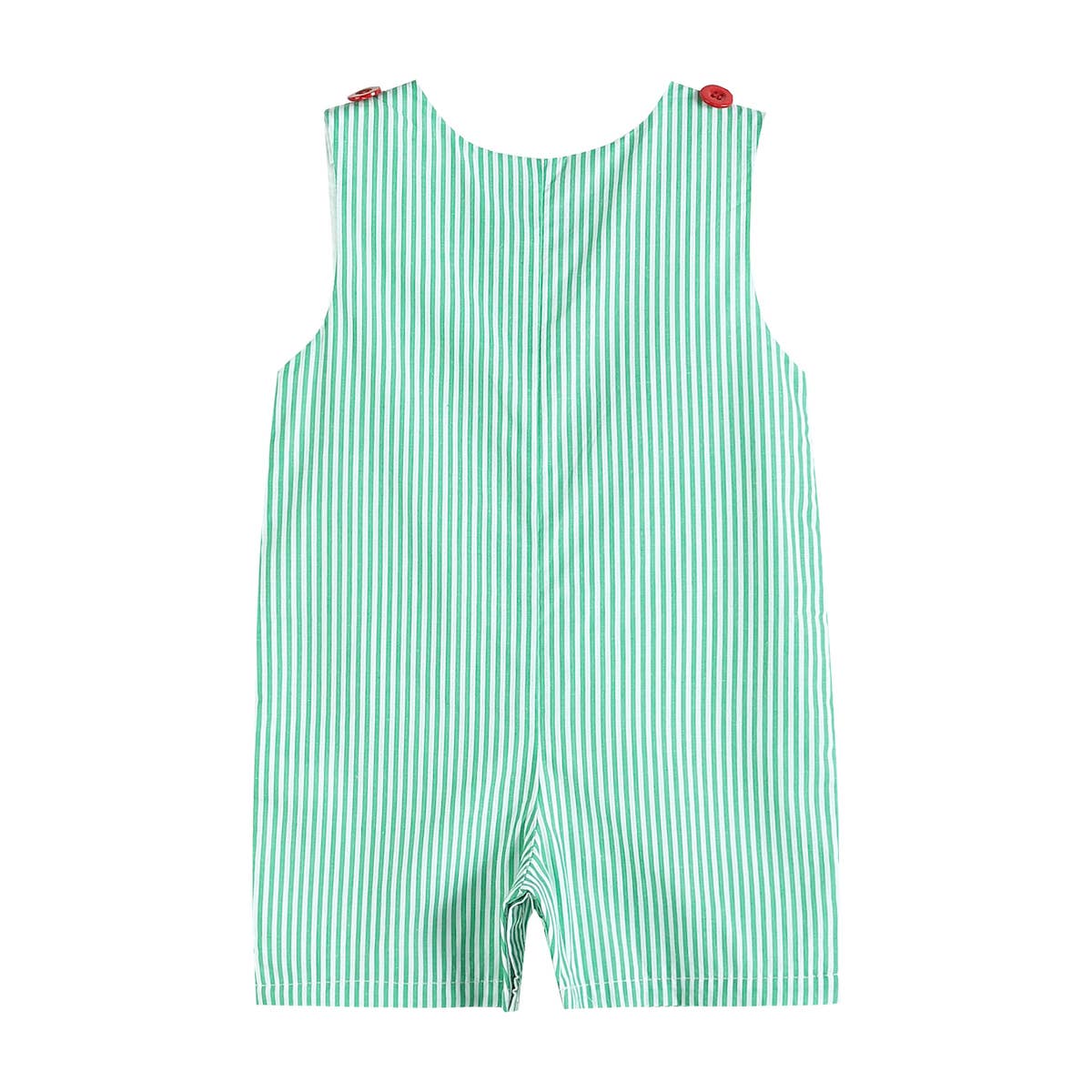 Green Stripe Watermelon Applique Shortalls