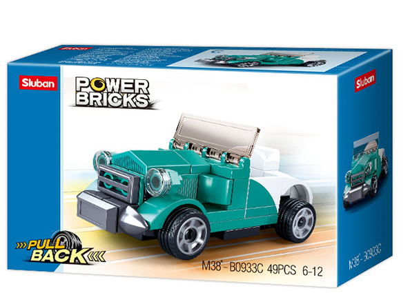 PowerBricks Pull-Back Building Brick Car