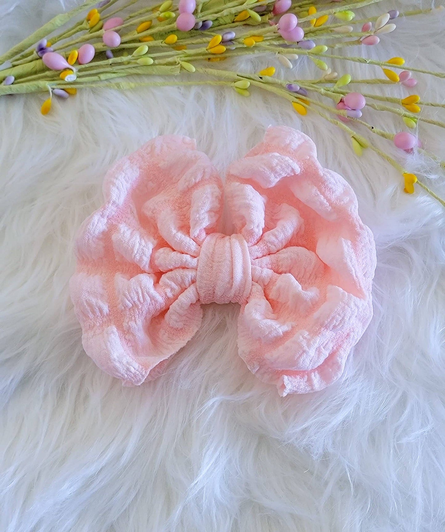 Fluffy Savannah Bow-Baby Pink