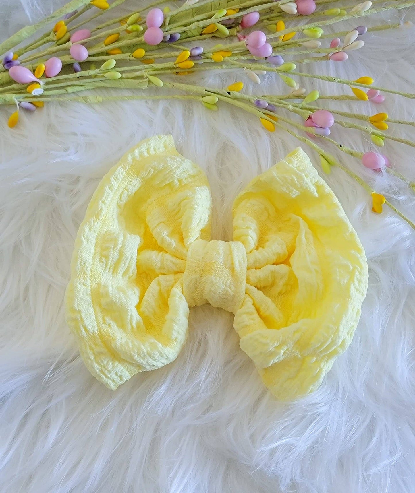 Fluffy Savannah Bow-Yellow