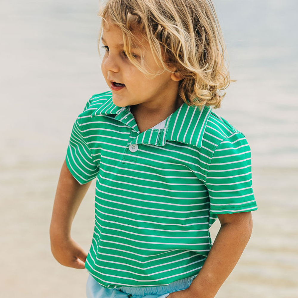 Emerald Green Stripe Polo Shirt
