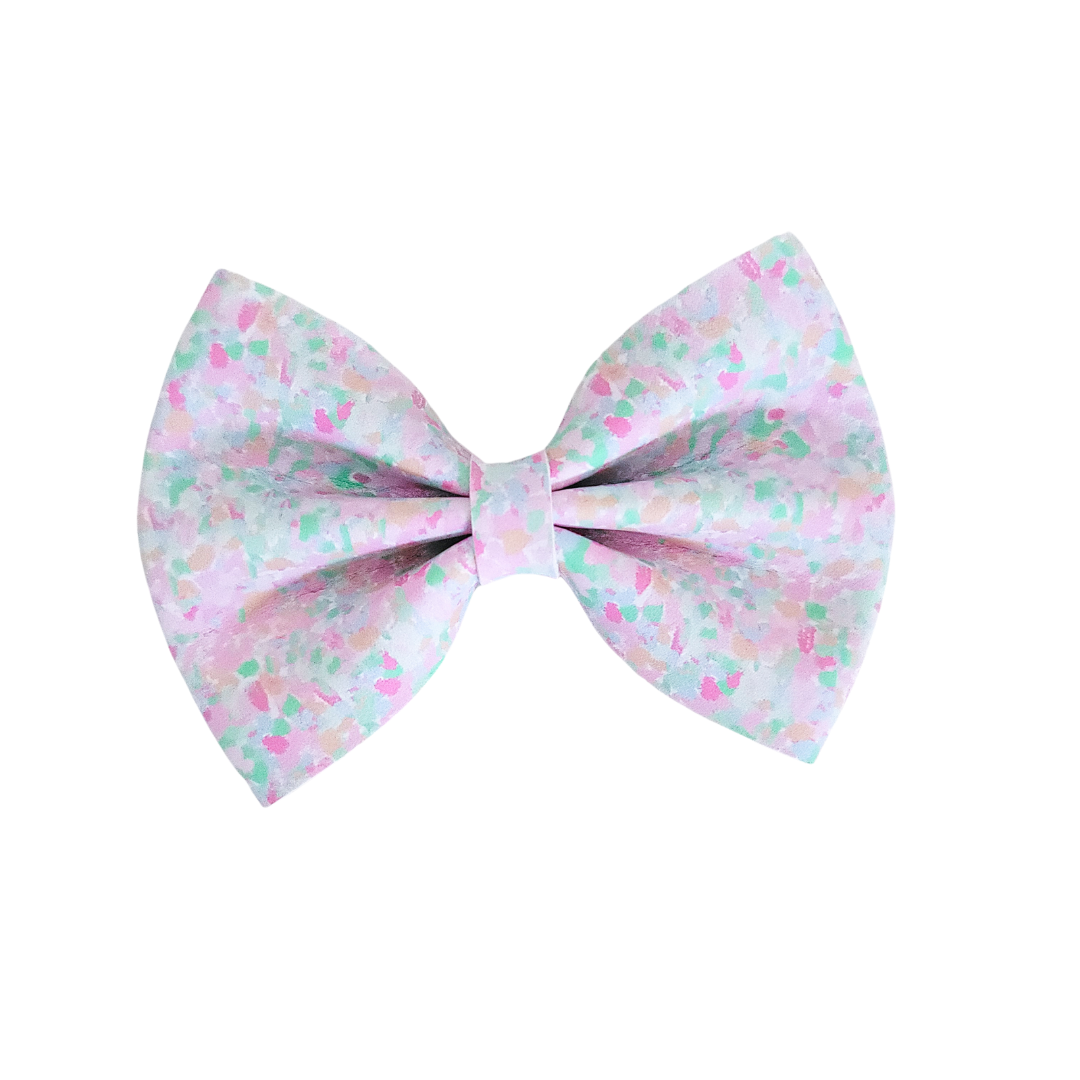 Luna Hair Bow | Vegan Leather Bow | Pastel Paint