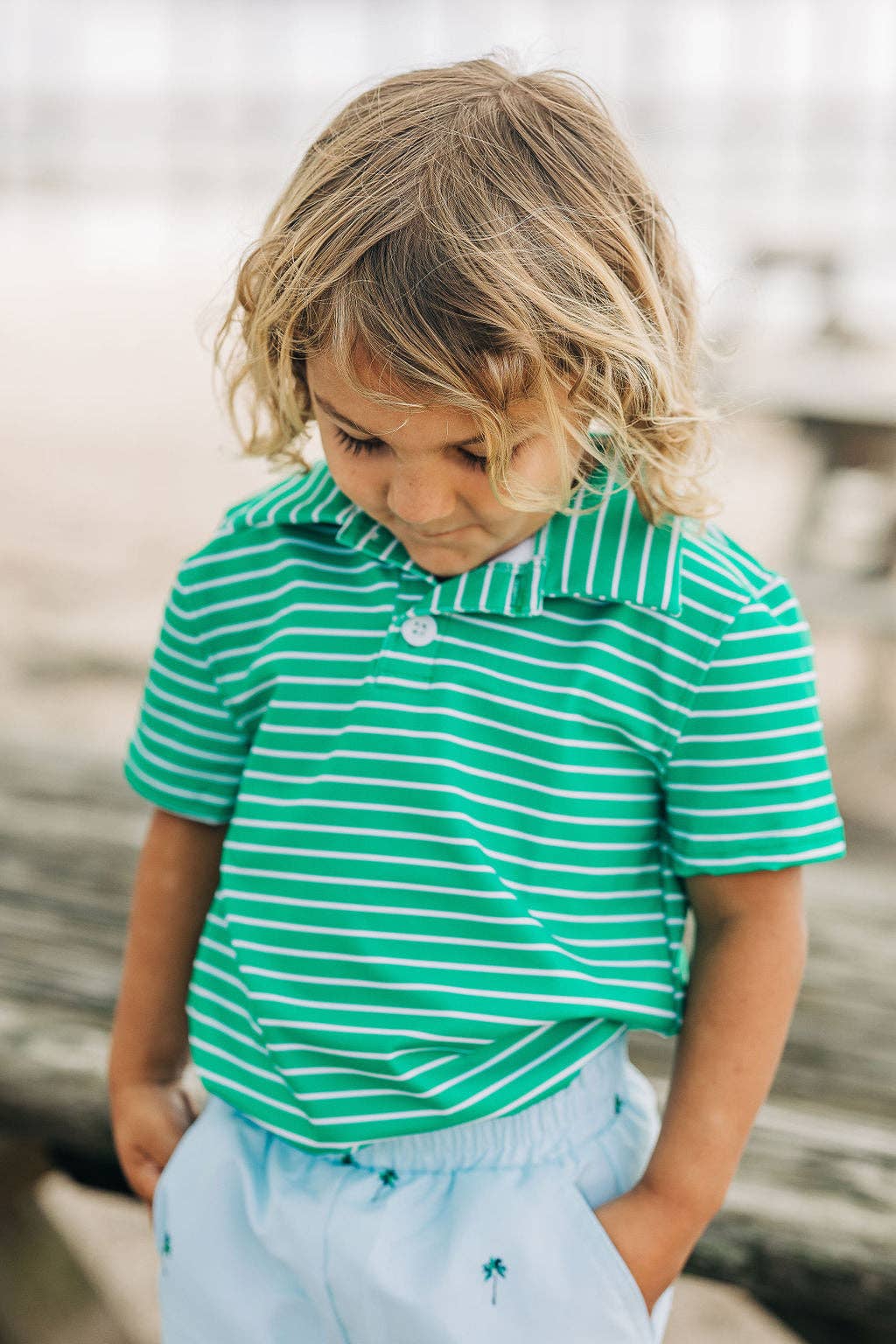 Emerald Green Stripe Polo Shirt
