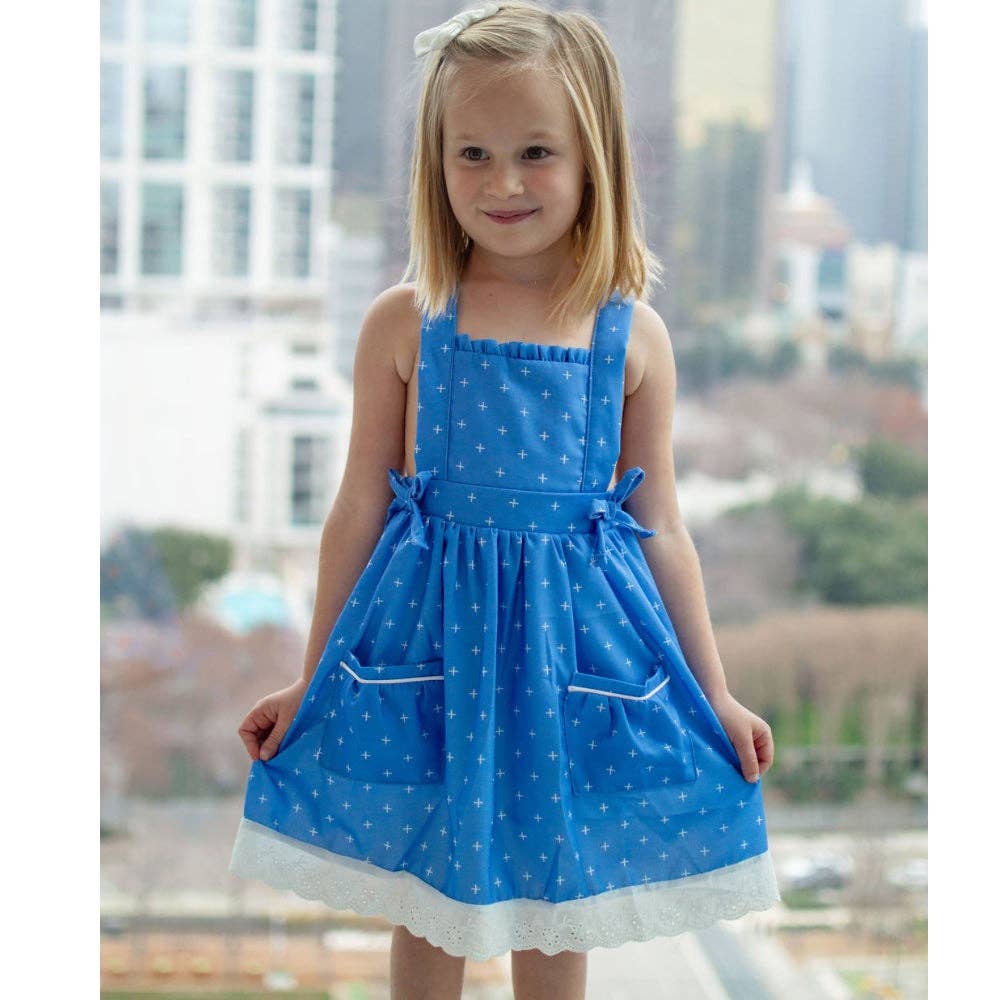 Summer Lace Pinafore Dress for Girls - French Blue