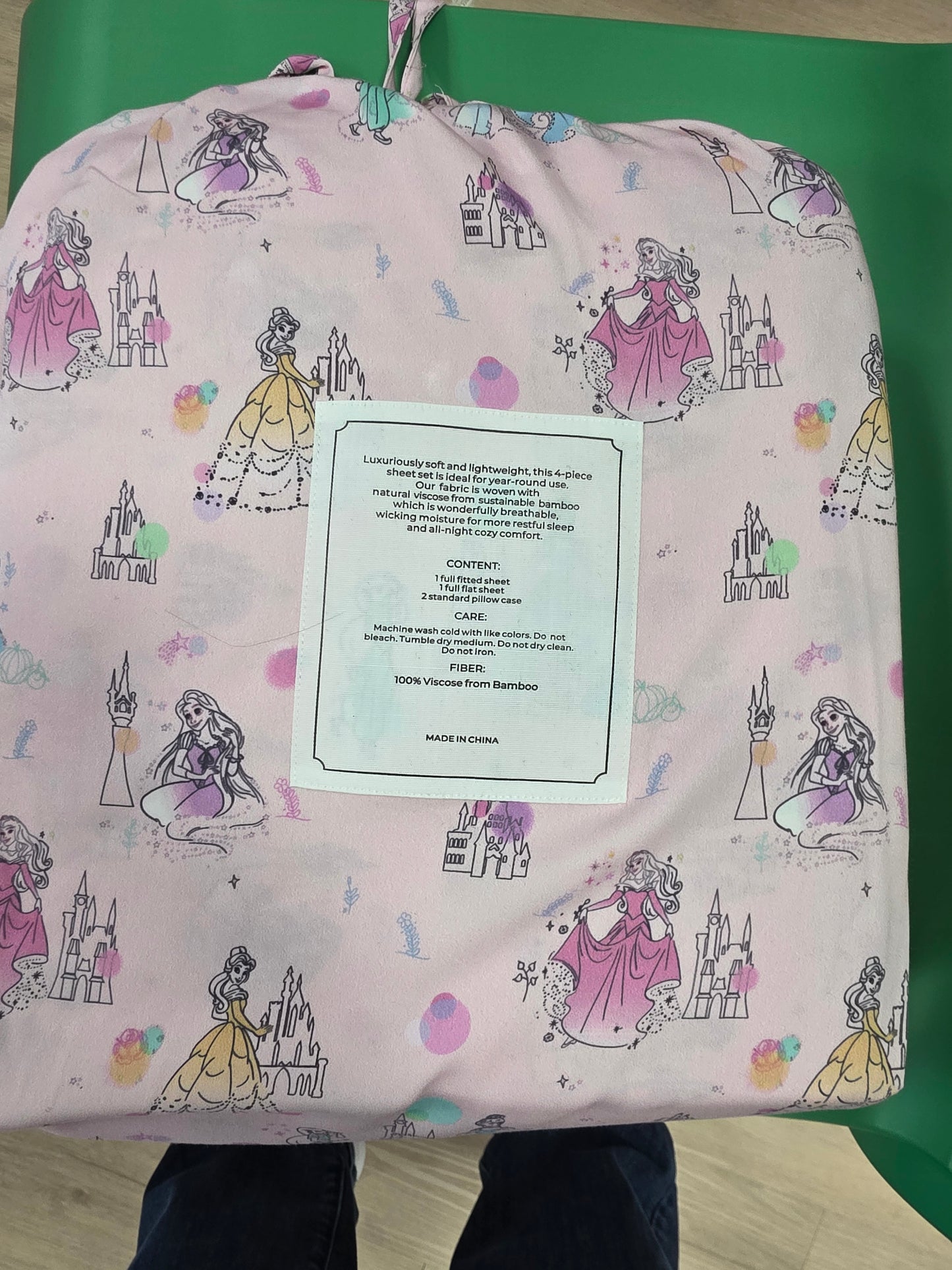 Pink Princess Castle Bamboo Full Sheet Set