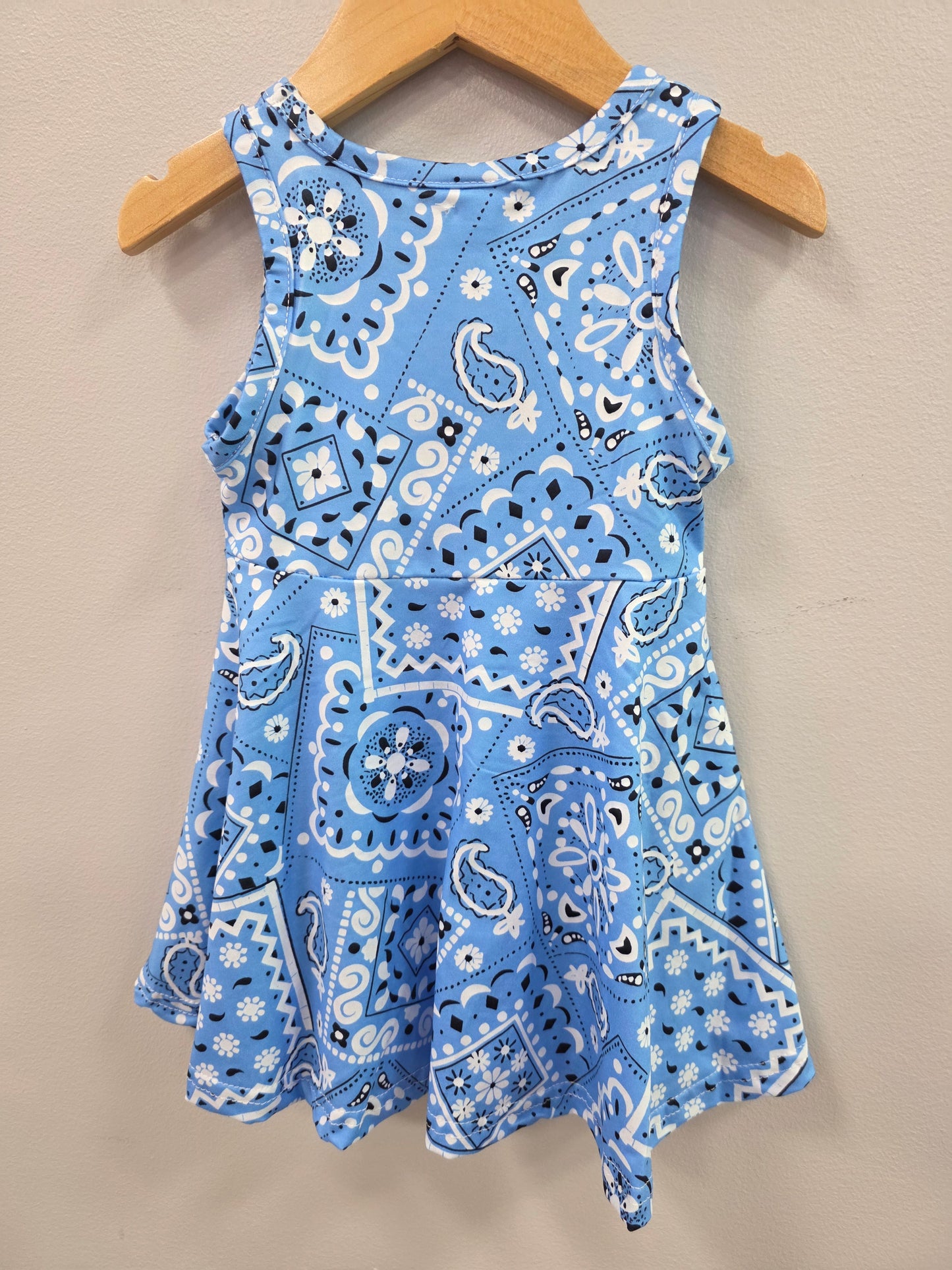 Blue Bandana Tank Twirl Dress