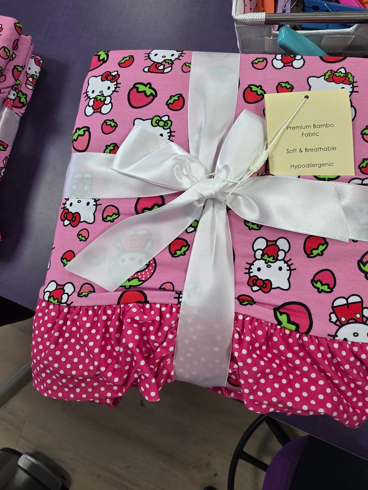 Hello Cutie Strawberry Bamboo Ruffle Small Blanket