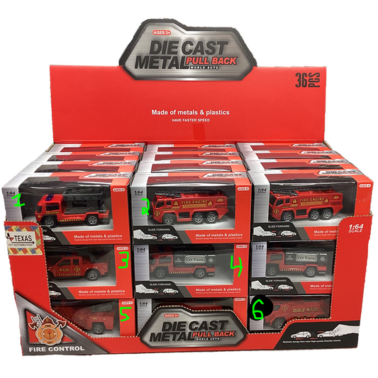 Firefighters Die-cast Pull-Back Fire Vehicle  - Choose Design