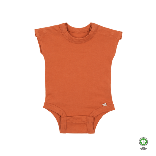 Rust 100% Organic Cotton Bottom-Up Onesie