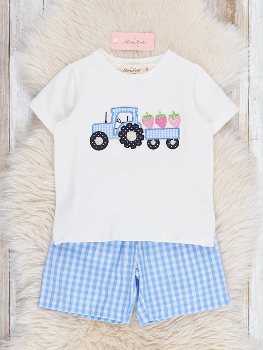 Gingham Embroidered Fruit Truck Outfit