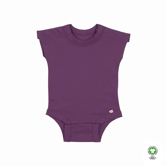Purple 100% Organic Cotton Bottom-Up Onesie