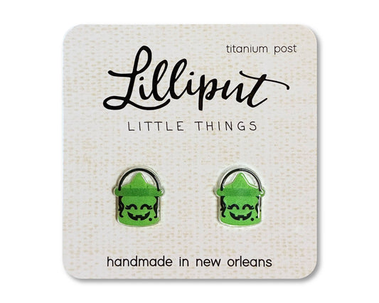 Witch Retro Halloween Treat Bucket Earrings